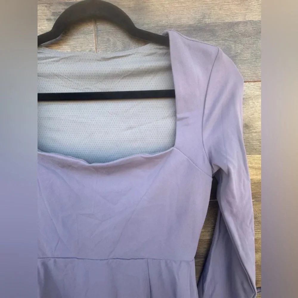 🍬 NWT Aotasely Bodycon Mini Dress~Women’s Sz Sm~Lavender~Long, Trumpet Sleeves - Picture 5 of 9